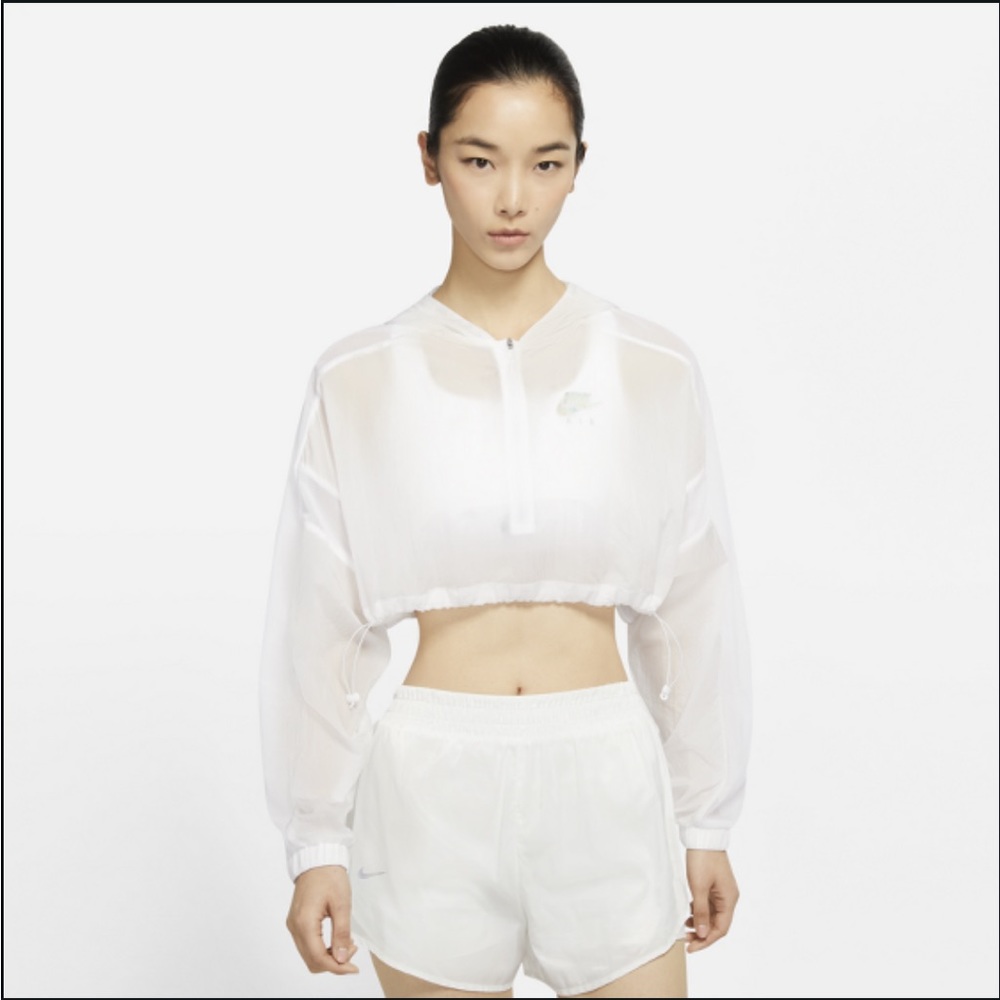 Nike XS cropped running jacket with hoodie